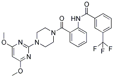 N-[2-((4-(4,6-DIMETHOXYPYRIMIDIN-2-YL)PIPERAZIN-1-YL)CARBONYL)PHENYL]-3-(TRIFLUOROMETHYL)BENZAMIDE Struktur