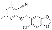 2-(6-CHLORO-BENZO[1,3]DIOXOL-5-YLMETHYLSULFANYL)-4,6-DIMETHYL-NICOTINONITRILE Struktur