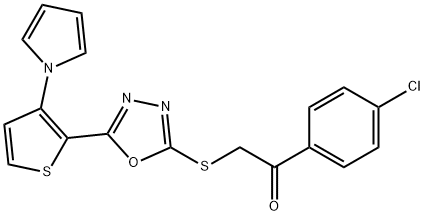 1-(4-CHLOROPHENYL)-2-((5-[3-(1H-PYRROL-1-YL)-2-THIENYL]-1,3,4-OXADIAZOL-2-YL)SULFANYL)-1-ETHANONE Struktur