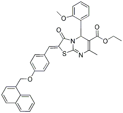 (Z)-ETHYL 5-(2-METHOXYPHENYL)-7-METHYL-2-(4-(NAPHTHALEN-1-YLMETHOXY)BENZYLIDENE)-3-OXO-3,5-DIHYDRO-2H-THIAZOLO[3,2-A]PYRIMIDINE-6-CARBOXYLATE Struktur