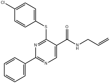 N-ALLYL-4-[(4-CHLOROPHENYL)SULFANYL]-2-PHENYL-5-PYRIMIDINECARBOXAMIDE Struktur