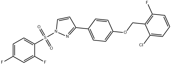 2-CHLORO-6-FLUOROBENZYL 4-(1-[(2,4-DIFLUOROPHENYL)SULFONYL]-1H-PYRAZOL-3-YL)PHENYL ETHER Struktur