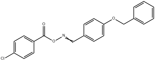 1-([(((E)-[4-(BENZYLOXY)PHENYL]METHYLIDENE)AMINO)OXY]CARBONYL)-4-CHLOROBENZENE Struktur