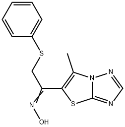 1-(6-METHYL[1,3]THIAZOLO[3,2-B][1,2,4]TRIAZOL-5-YL)-2-(PHENYLSULFANYL)-1-ETHANONE OXIME Struktur