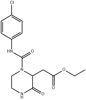 ETHYL 2-(1-[(4-CHLOROANILINO)CARBONYL]-3-OXO-2-PIPERAZINYL)ACETATE Struktur