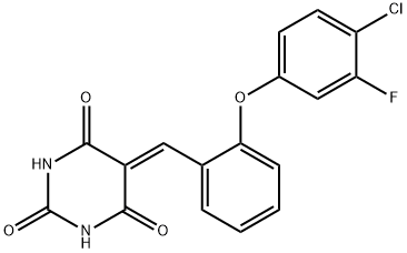 5-([2-(4-CHLORO-3-FLUOROPHENOXY)PHENYL]METHYLENE)-2,4,6(1H,3H,5H)-PYRIMIDINETRIONE Struktur