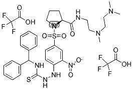 (S)-1-[4-(4-BENZHYDRYLTHIOSEMICARBAZIDO)-3-NITROBENZENESULFONYL]-PYRROLIDINE-2-CARBOXYLIC ACID [2-[(2-DIMETHYLAMINOETHYL)METHYLAMINO]ETHYL] AMIDE DI(TRIFLUOROACETATE) SALT Struktur