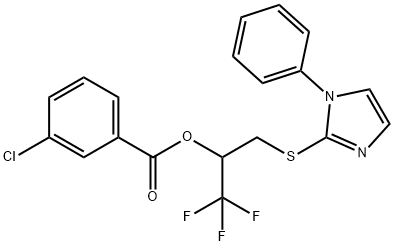 2,2,2-TRIFLUORO-1-([(1-PHENYL-1H-IMIDAZOL-2-YL)SULFANYL]METHYL)ETHYL 3-CHLOROBENZENECARBOXYLATE Struktur