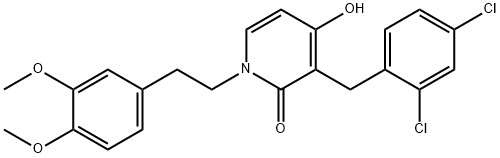 3-(2,4-DICHLOROBENZYL)-1-(3,4-DIMETHOXYPHENETHYL)-4-HYDROXY-2(1H)-PYRIDINONE Struktur