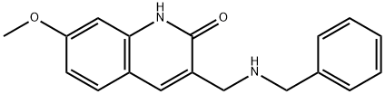 3-(BENZYLAMINO-METHYL)-7-METHOXY-1H-QUINOLIN-2-ONE Struktur