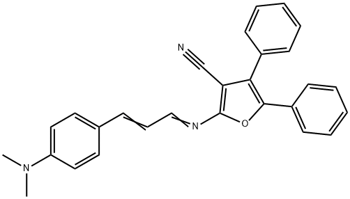 2-(((E,2E)-3-[4-(DIMETHYLAMINO)PHENYL]-2-PROPENYLIDENE)AMINO)-4,5-DIPHENYL-3-FURONITRILE Struktur