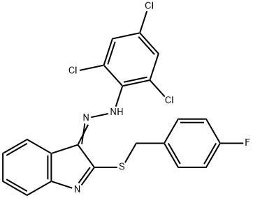 2-[(4-FLUOROBENZYL)SULFANYL]-3H-INDOL-3-ONE N-(2,4,6-TRICHLOROPHENYL)HYDRAZONE Struktur