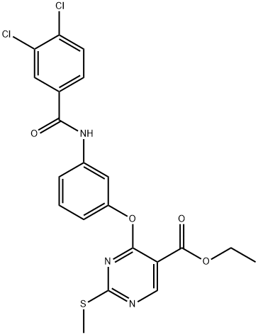 ETHYL 4-(3-[(3,4-DICHLOROBENZOYL)AMINO]PHENOXY)-2-(METHYLSULFANYL)-5-PYRIMIDINECARBOXYLATE Struktur