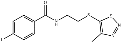 4-FLUORO-N-(2-[(4-METHYL-1,2,3-THIADIAZOL-5-YL)SULFANYL]ETHYL)BENZENECARBOXAMIDE Struktur