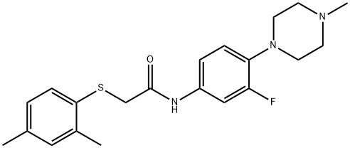 2-[(2,4-DIMETHYLPHENYL)SULFANYL]-N-[3-FLUORO-4-(4-METHYLPIPERAZINO)PHENYL]ACETAMIDE Struktur