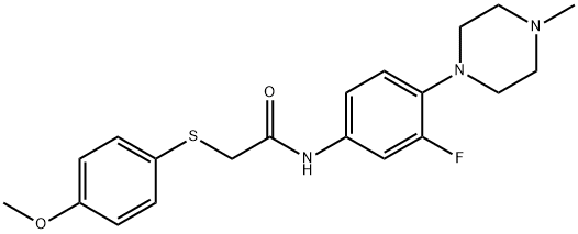 N-[3-FLUORO-4-(4-METHYLPIPERAZINO)PHENYL]-2-[(4-METHOXYPHENYL)SULFANYL]ACETAMIDE Struktur