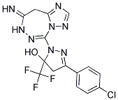 3-(4-CHLOROPHENYL)-1-(8-IMINO-8,9-DIHYDRO-7H-[1,2,4]TRIAZOLO[1,5-D][1,2,4]TRIAZEPIN-5-YL)-5-(TRIFLUOROMETHYL)-4,5-DIHYDRO-1H-PYRAZOL-5-OL Struktur