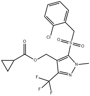 [5-[(2-CHLOROBENZYL)SULFONYL]-1-METHYL-3-(TRIFLUOROMETHYL)-1H-PYRAZOL-4-YL]METHYL CYCLOPROPANECARBOXYLATE Struktur