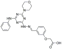 (E)-2-(3-((2-(4-MORPHOLINO-6-(PHENYLAMINO)-1,3,5-TRIAZIN-2-YL)HYDRAZONO)METHYL)PHENOXY)ACETIC ACID Struktur