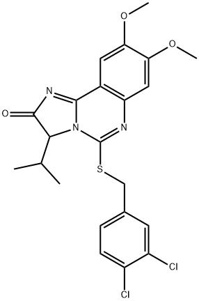 5-[(3,4-DICHLOROBENZYL)SULFANYL]-3-ISOPROPYL-8,9-DIMETHOXYIMIDAZO[1,2-C]QUINAZOLIN-2(3H)-ONE Struktur