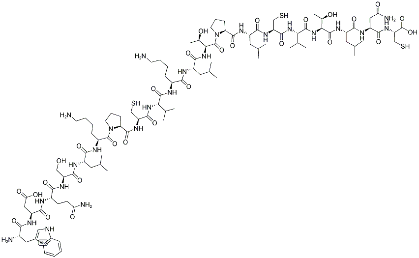 H-TRP-ASP-GLN-SER-LEU-LYS-PRO-CYS-VAL-LYS-LEU-THR-PRO-LEU-CYS-VAL-THR-LEU-ASN-CYS-OH Struktur