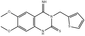 4-IMINO-6,7-DIMETHOXY-3-(2-THIENYLMETHYL)-3,4-DIHYDRO-2(1H)-QUINAZOLINETHIONE Struktur