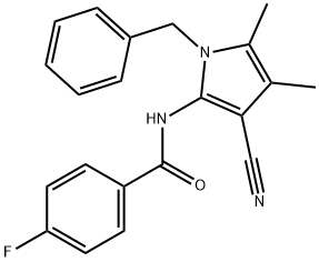 N-(1-BENZYL-3-CYANO-4,5-DIMETHYL-1H-PYRROL-2-YL)-4-FLUOROBENZENECARBOXAMIDE Struktur