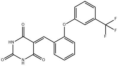 5-((2-[3-(TRIFLUOROMETHYL)PHENOXY]PHENYL)METHYLENE)-2,4,6(1H,3H,5H)-PYRIMIDINETRIONE Struktur