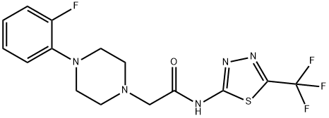 2-[4-(2-FLUOROPHENYL)PIPERAZINO]-N-[5-(TRIFLUOROMETHYL)-1,3,4-THIADIAZOL-2-YL]ACETAMIDE Struktur