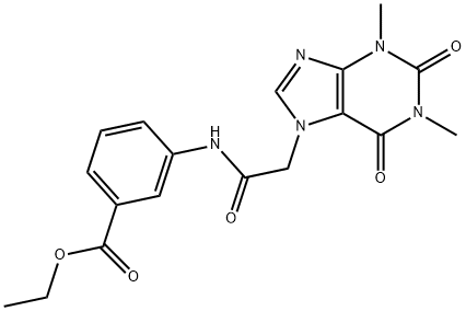 ETHYL 3-{[(1,3-DIMETHYL-2,6-DIOXO-1,2,3,6-TETRAHYDRO-7H-PURIN-7-YL)ACETYL]AMINO}BENZOATE Struktur