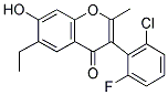 3-(2-CHLORO-6-FLUORO-PHENYL)-6-ETHYL-7-HYDROXY-2-METHYL-CHROMEN-4-ONE Struktur