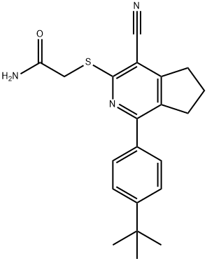 2-((1-[4-(TERT-BUTYL)PHENYL]-4-CYANO-6,7-DIHYDRO-5H-CYCLOPENTA[C]PYRIDIN-3-YL)SULFANYL)ACETAMIDE Struktur