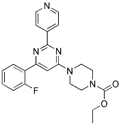 4-[6-(2-FLUORO-PHENYL)-2-PYRIDIN-4-YL-PYRIMIDIN-4-YL]-PIPERAZINE-1-CARBOXYLIC ACID ETHYL ESTER Struktur