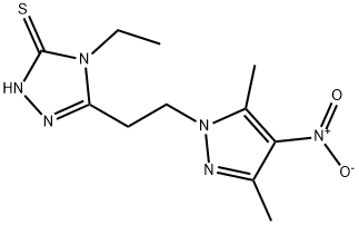 5-[2-(3,5-DIMETHYL-4-NITRO-PYRAZOL-1-YL)-ETHYL]-4-ETHYL-4H-[1,2,4]TRIAZOLE-3-THIOL Struktur