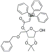 5-BENZYLOXYMETHYL-4-TRIPHENYLPHOSPHORANYLIDENEACETOXY-2,3-O-ISOPROPYLIDENE-D-XYLOFURANOSE Struktur