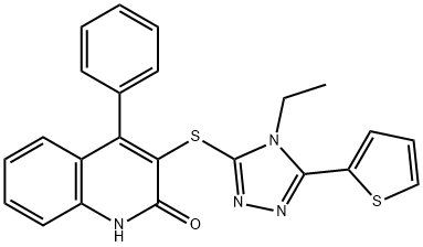 3-[(4-ETHYL-5-THIEN-2-YL-4H-1,2,4-TRIAZOL-3-YL)THIO]-4-PHENYLQUINOLIN-2(1H)-ONE Struktur