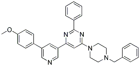 4-(4-BENZYL-PIPERAZIN-1-YL)-6-[5-(4-METHOXY-PHENYL)-PYRIDIN-3-YL]-2-PHENYL-PYRIMIDINE Struktur