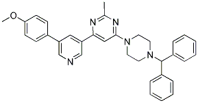 4-(4-BENZHYDRYL-PIPERAZIN-1-YL)-6-[5-(4-METHOXY-PHENYL)-PYRIDIN-3-YL]-2-METHYL-PYRIMIDINE Struktur