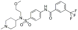 N-[4-(((2-METHOXYETHYL)(1-METHYLPIPERIDIN-4-YL)AMINO)SULPHONYL)PHENYL]-3-(TRIFLUOROMETHYL)BENZAMIDE Struktur