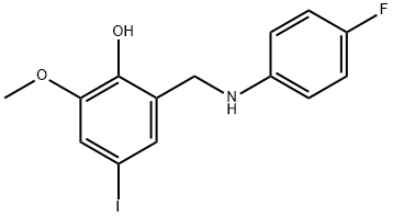 2-[(4-FLUOROANILINO)METHYL]-4-IODO-6-METHOXYBENZENOL Struktur