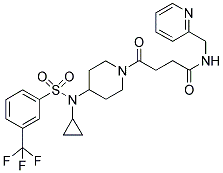 4-[4-(CYCLOPROPYL((3-(TRIFLUOROMETHYL)PHENYL)SULPHONYL)AMINO)PIPERIDIN-1-YL]-4-OXO-N-(PYRIDIN-2-YLMETHYL)BUTANAMIDE Struktur