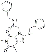 N-BENZYL-2-(8-(BENZYLAMINO)-1,3-DIMETHYL-2,6-DIOXO-1,2,3,6-TETRAHYDROPURIN-7-YL)ACETAMIDE Struktur