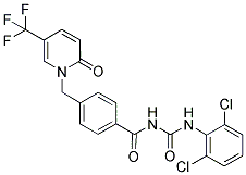 1-[4-[2,4-DIAZA-1,3-DIOXO-4-(2,6-DICHLOROPHENYL)BUT-1-YL]BENZYL]-5-(TRIFLUOROMETHYL)-2-PYRIDONE Struktur