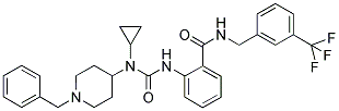 N-(1-BENZYLPIPERIDIN-4-YL)-N-CYCLOPROPYL-N'-[2-(((3-(TRIFLUOROMETHYL)BENZYL)AMINO)CARBONYL)PHENYL]UREA Struktur