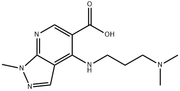 4-([3-(DIMETHYLAMINO)PROPYL]AMINO)-1-METHYL-1H-PYRAZOLO[3,4-B]PYRIDINE-5-CARBOXYLIC ACID Struktur