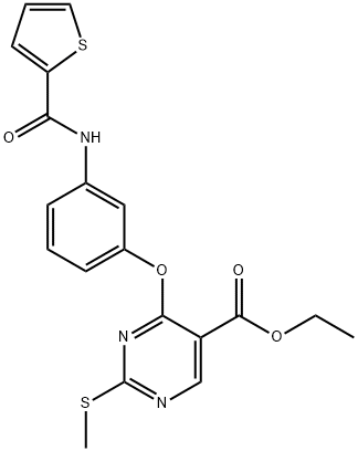 ETHYL 2-(METHYLSULFANYL)-4-(3-[(2-THIENYLCARBONYL)AMINO]PHENOXY)-5-PYRIMIDINECARBOXYLATE Struktur