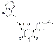 (5Z)-5-({[2-(1H-INDOL-3-YL)ETHYL]AMINO}METHYLENE)-1-(4-METHOXYPHENYL)-2-THIOXODIHYDROPYRIMIDINE-4,6(1H,5H)-DIONE Struktur