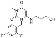 1-(2,4-DIFLUOROBENZYL)-6-[(3-HYDROXYPROPYL)AMINO]-3-METHYLPYRIMIDINE-2,4(1H,3H)-DIONE Struktur