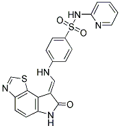 4-[[(7-OXO-6,7-DIHYDRO-8H-[1,3]THIAZOL[5,4-E]INDOL-8-YLIDENE)METHYL]AMINO]-N-(2-PYRIDYL)BENZENESULFONAMIDE Struktur