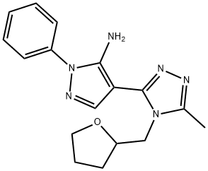 4-[5-METHYL-4-(TETRAHYDRO-2-FURANYLMETHYL)-4H-1,2,4-TRIAZOL-3-YL]-1-PHENYL-1H-PYRAZOL-5-AMINE Struktur